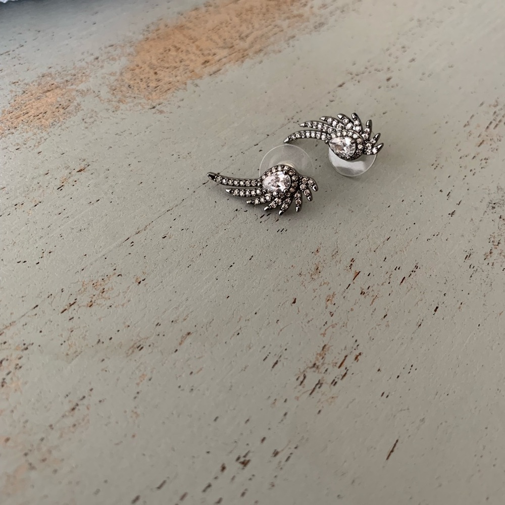 Gunmetal rhodium-plated angel wing studs